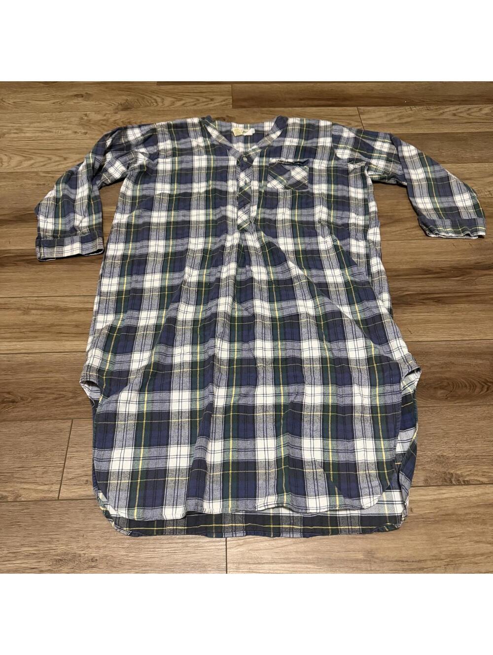Vtg 1994 LL Bean Flannel Nightshirt Mens XL Made USA Plaid